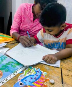 Preschoolers-engaging-in-sensory-art-play-at-BrainArt-Studio-HSR-Layout